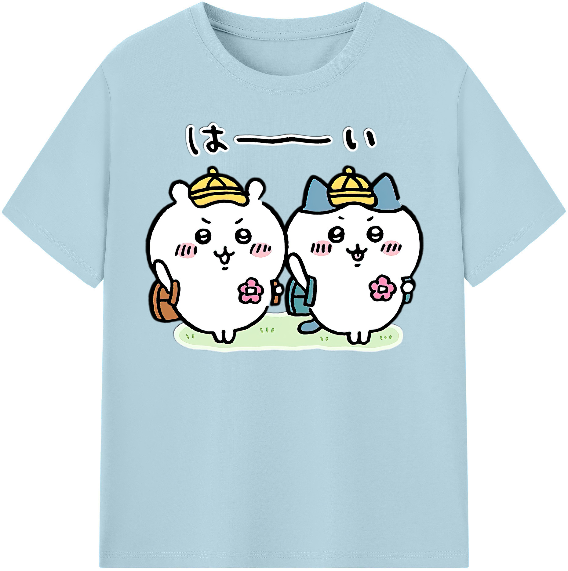 （画像用） ちいかわ ハチワレ Chii-kawa hachiware 綿100％半袖Tシャツ（フロントプリント）